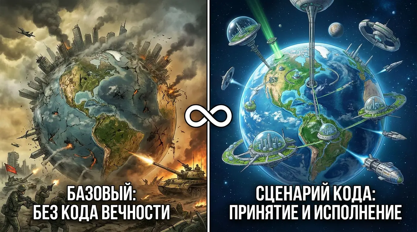 Сравнение выживания человечества без кода и с кодом