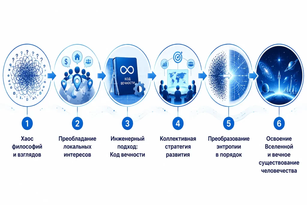 Диаграмма «Переход от хаоса к порядку в развитии человечества»